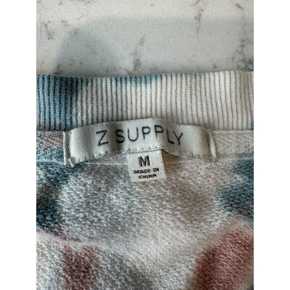 Z Supply Tie Dye Cropped Sweatshirt White Red Blue Size Medium - Picture 7 of 7